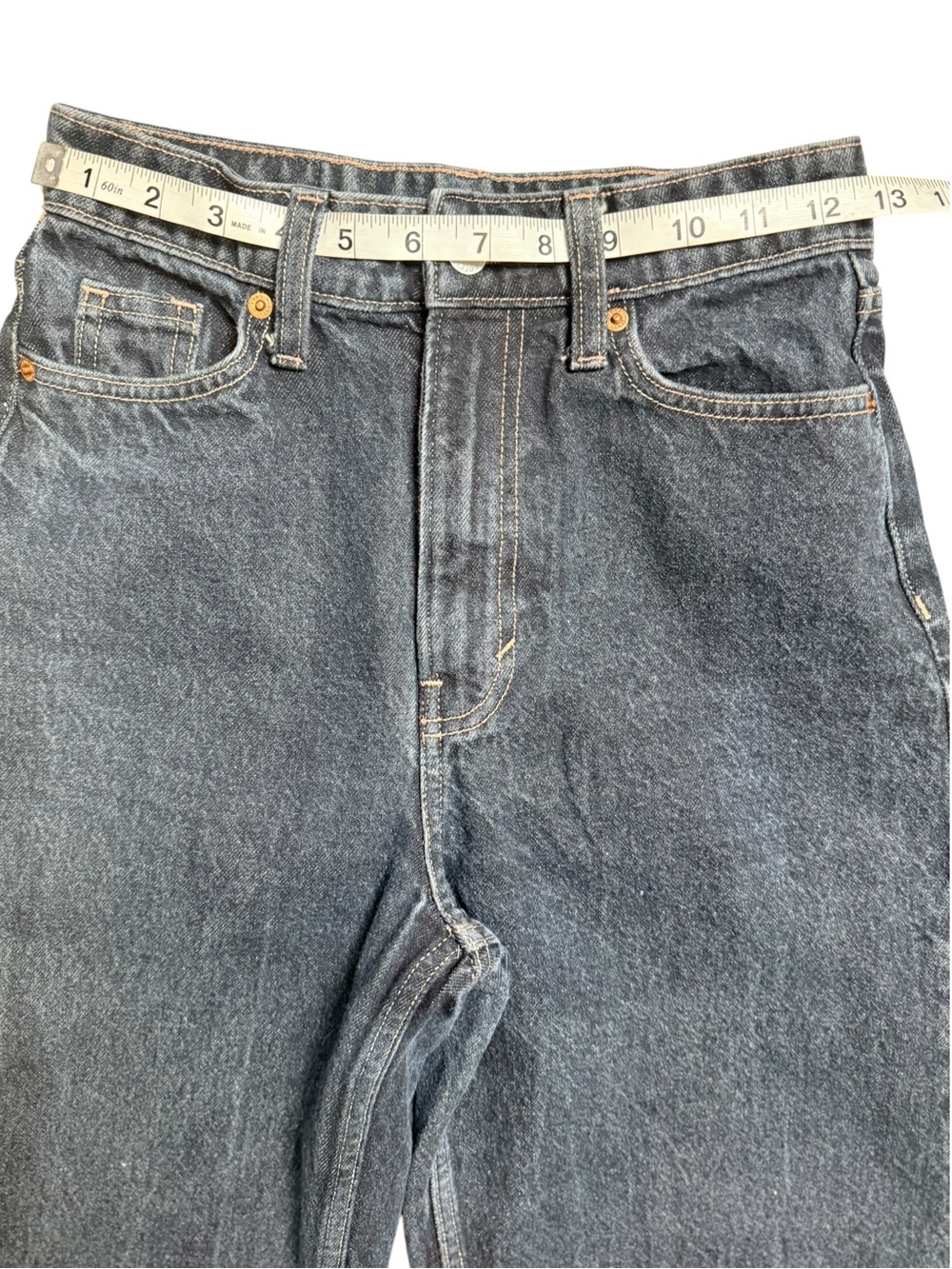 &Denim Barrel Jeans High Rise Loose Fit Dark Wash Size 0 - Picture 5 of 9